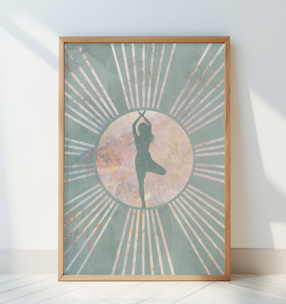 Yoga Boho Sun Green 1 Poster och Canvastavla