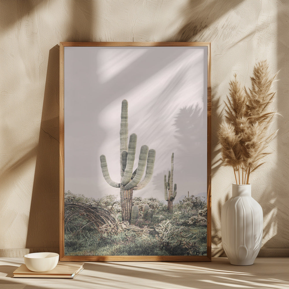 Pink Saguaro Poster och Canvastavla