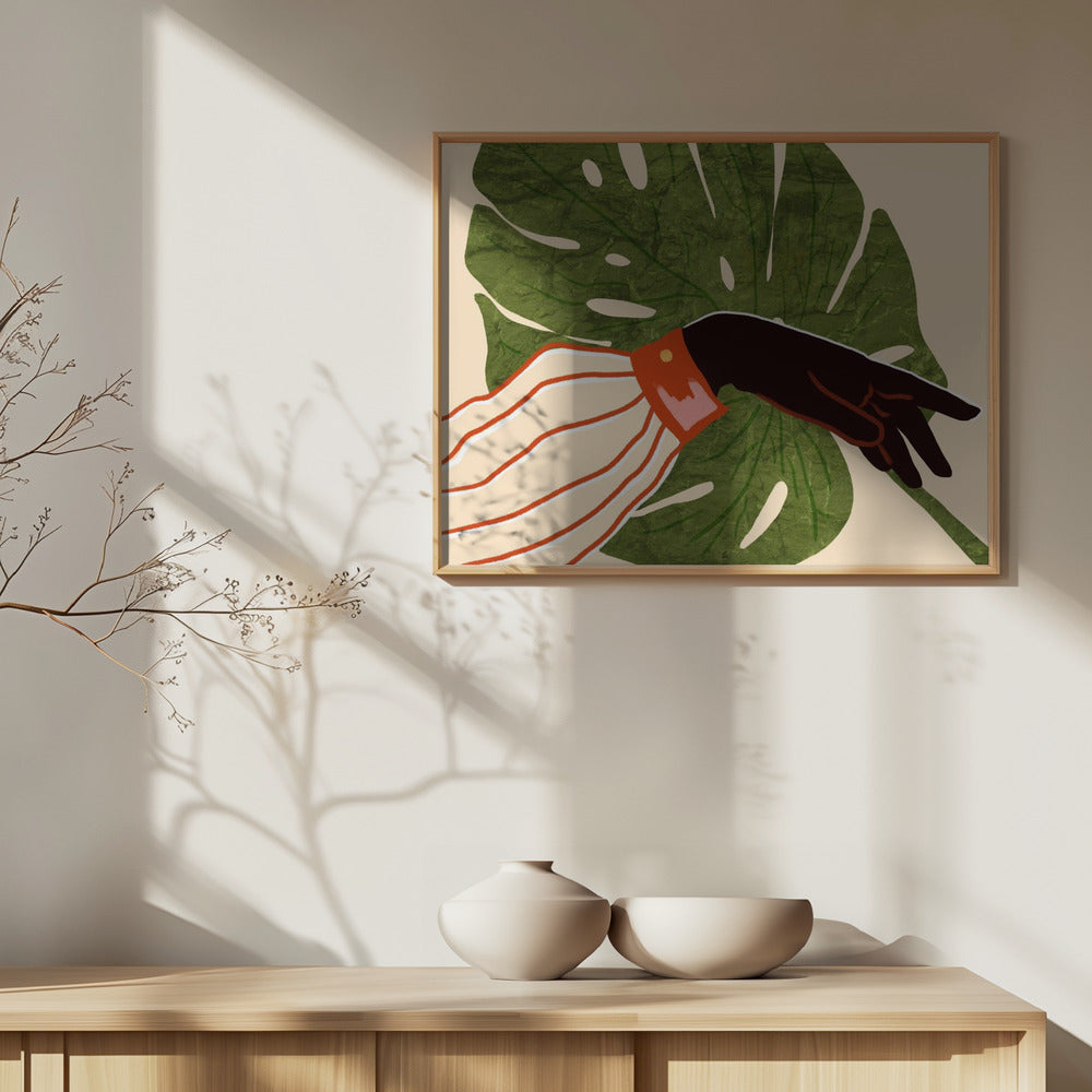 Green Canvas, Red Accent Poster och Canvastavla