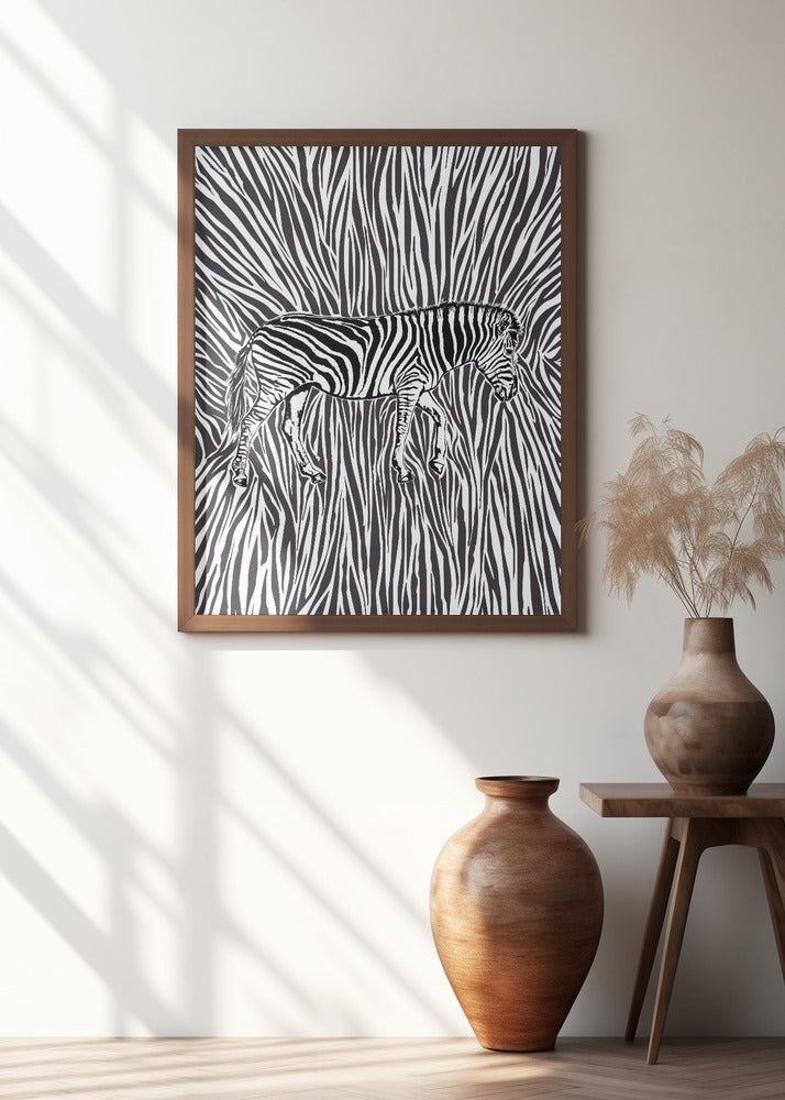 African Zebra striking camouflage Poster och Canvastavla