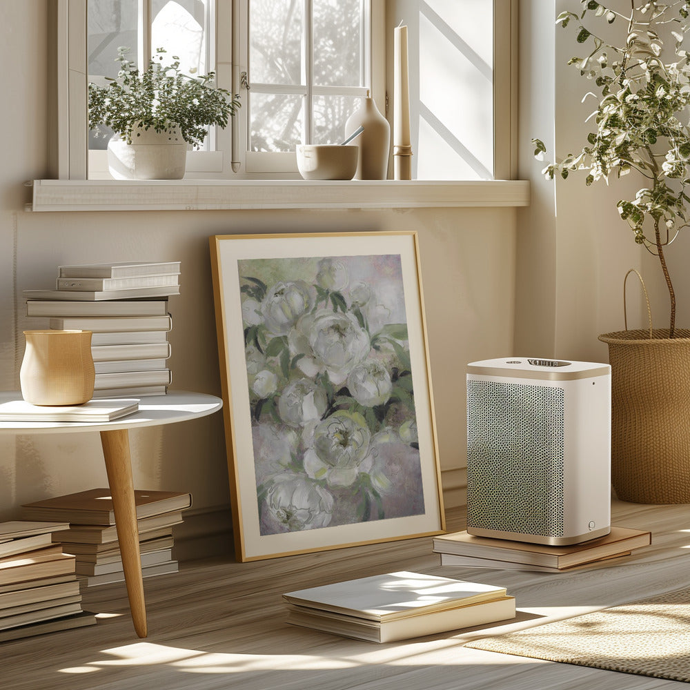 Sady painterly florals in green Poster och Canvastavla