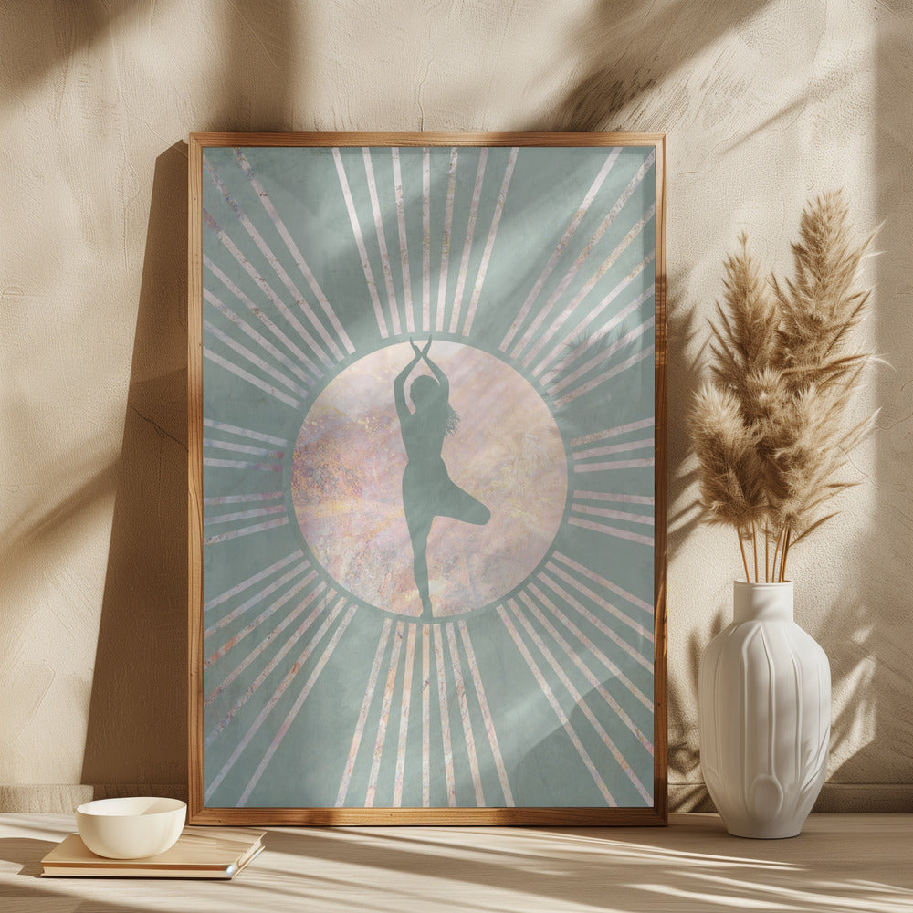 Yoga Boho Sun Green 1 Poster och Canvastavla