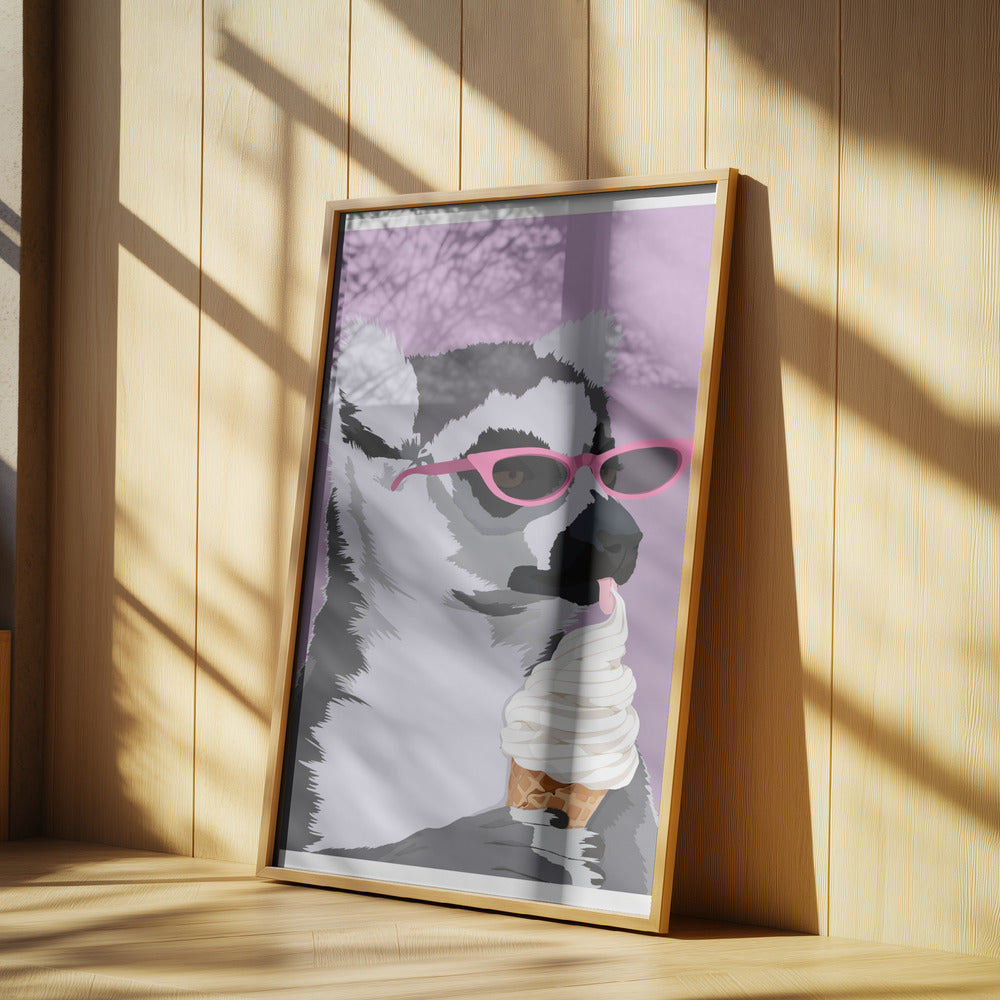 Jugdy Lemur with Icecream Poster och Canvastavla