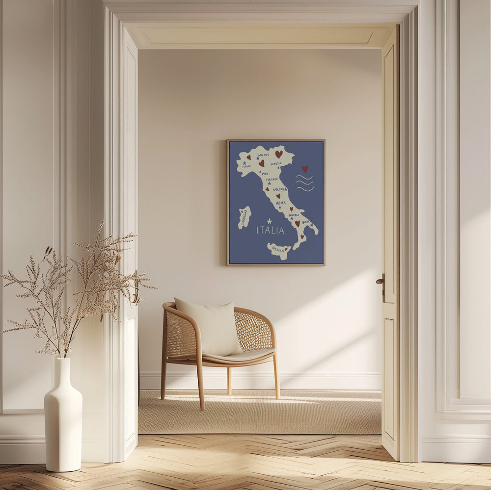 Italiy Map Poster och Canvastavla