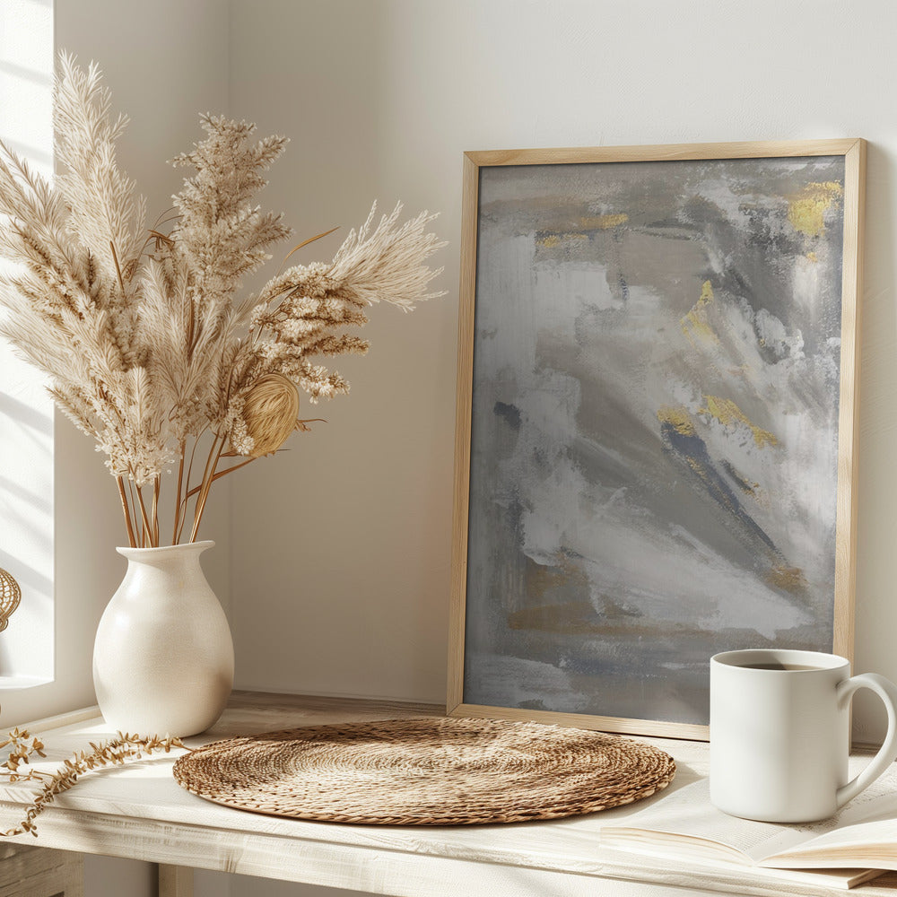 Gilded Momentum Abstract Poster och Canvastavla