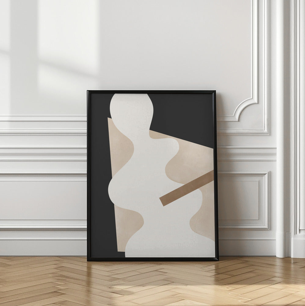 Beige Graphic Curves Art Poster och Canvastavla