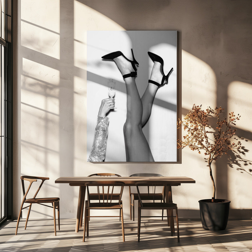 Champagne legs Black and White Poster och Canvastavla