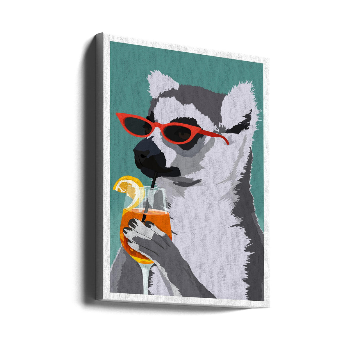 Jugdy Lemur with Drink Poster och Canvastavla