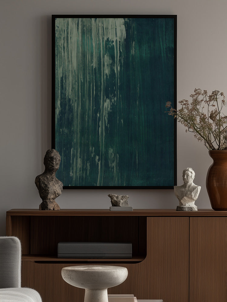 Dark teal scratched texture Transformative Teal Poster och Canvastavla