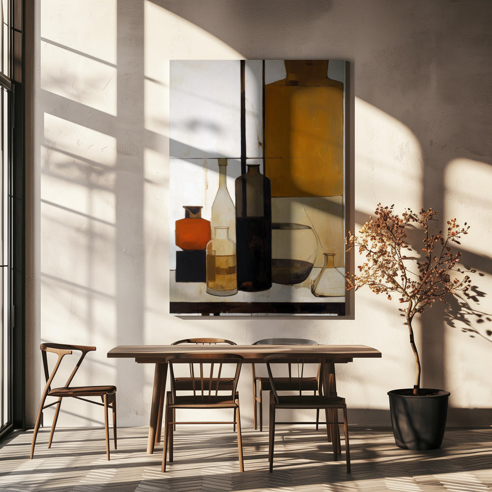 Brown Bottles Poster och Canvastavla