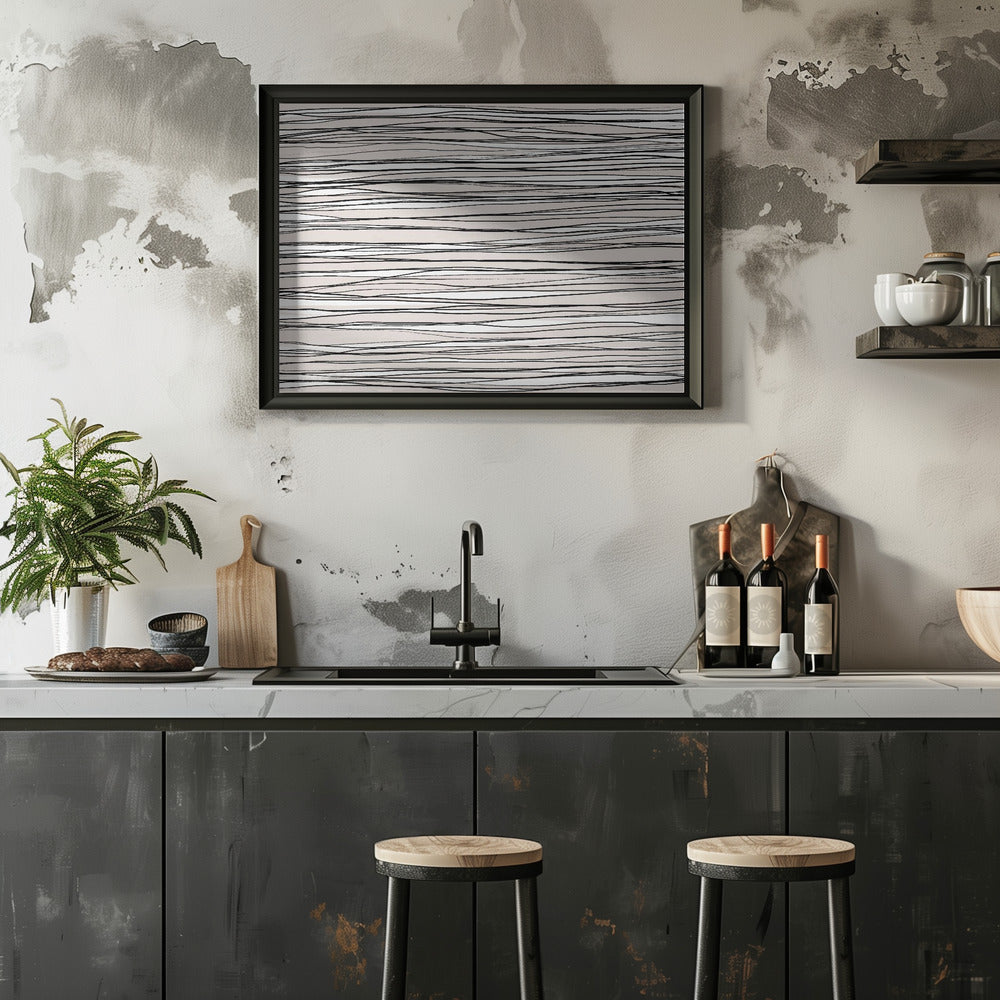 Black on Beige Lines Poster och Canvastavla