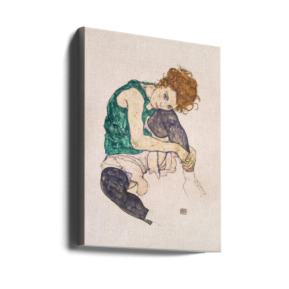 Seated Woman With Legs Drawn Up Poster och Canvastavla