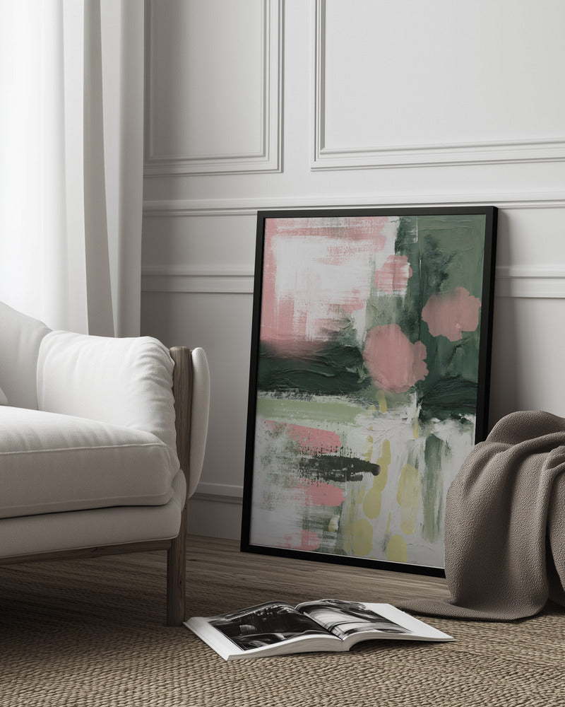 Pink On Green 3 Poster och Canvastavla