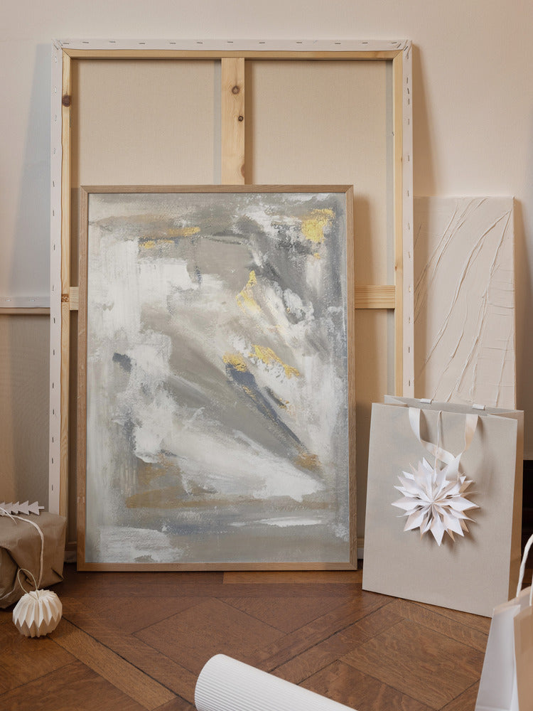 Gilded Momentum Abstract Poster och Canvastavla