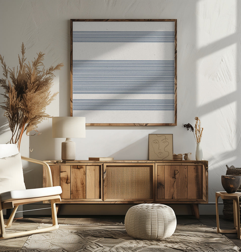 Simple Blue Lines Pattern Poster och Canvastavla