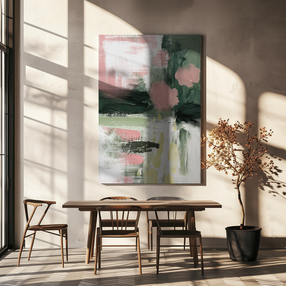 Pink On Green 3 Poster och Canvastavla