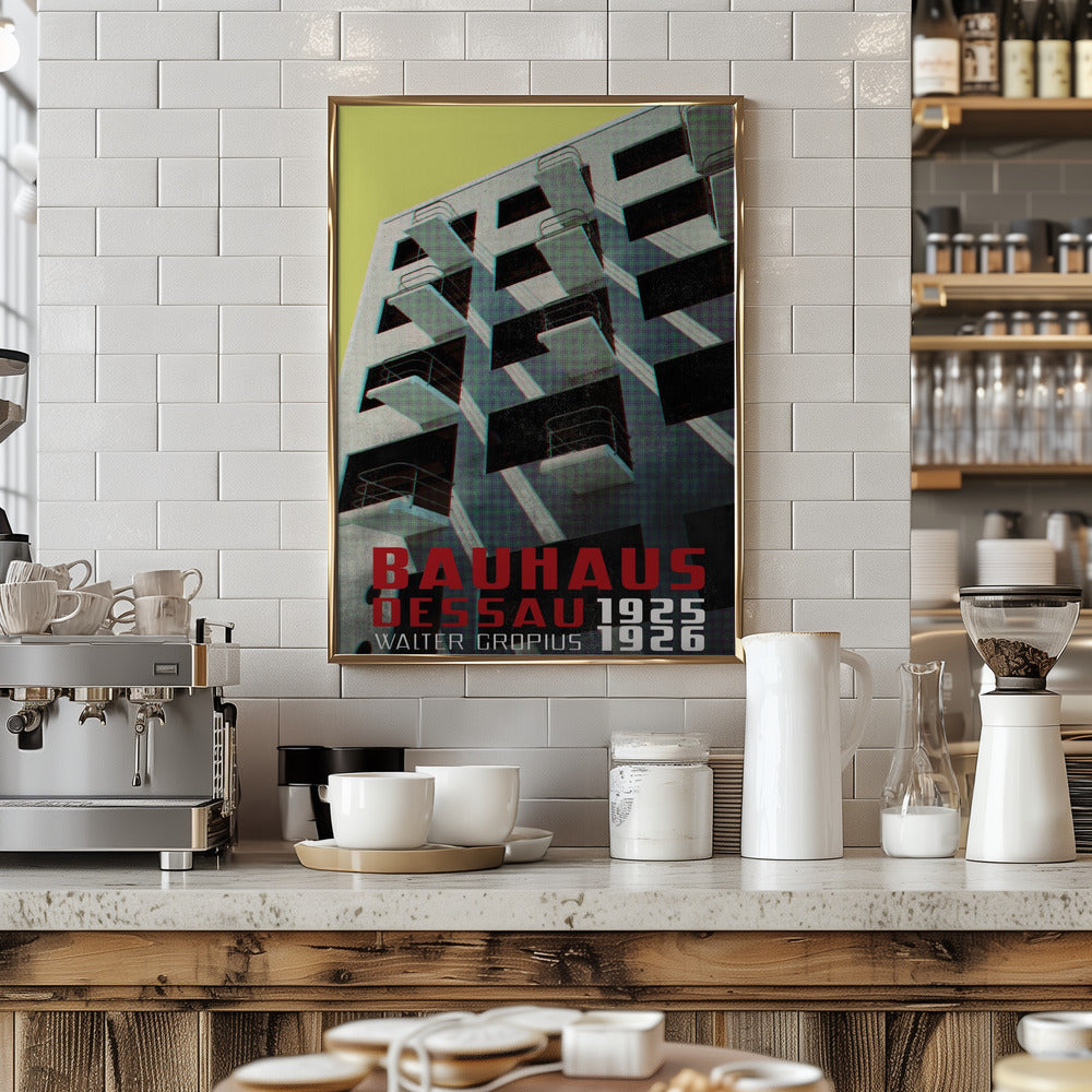 Bauhaus Dessau architecture in vintage magazine style VIII Poster och Canvastavla