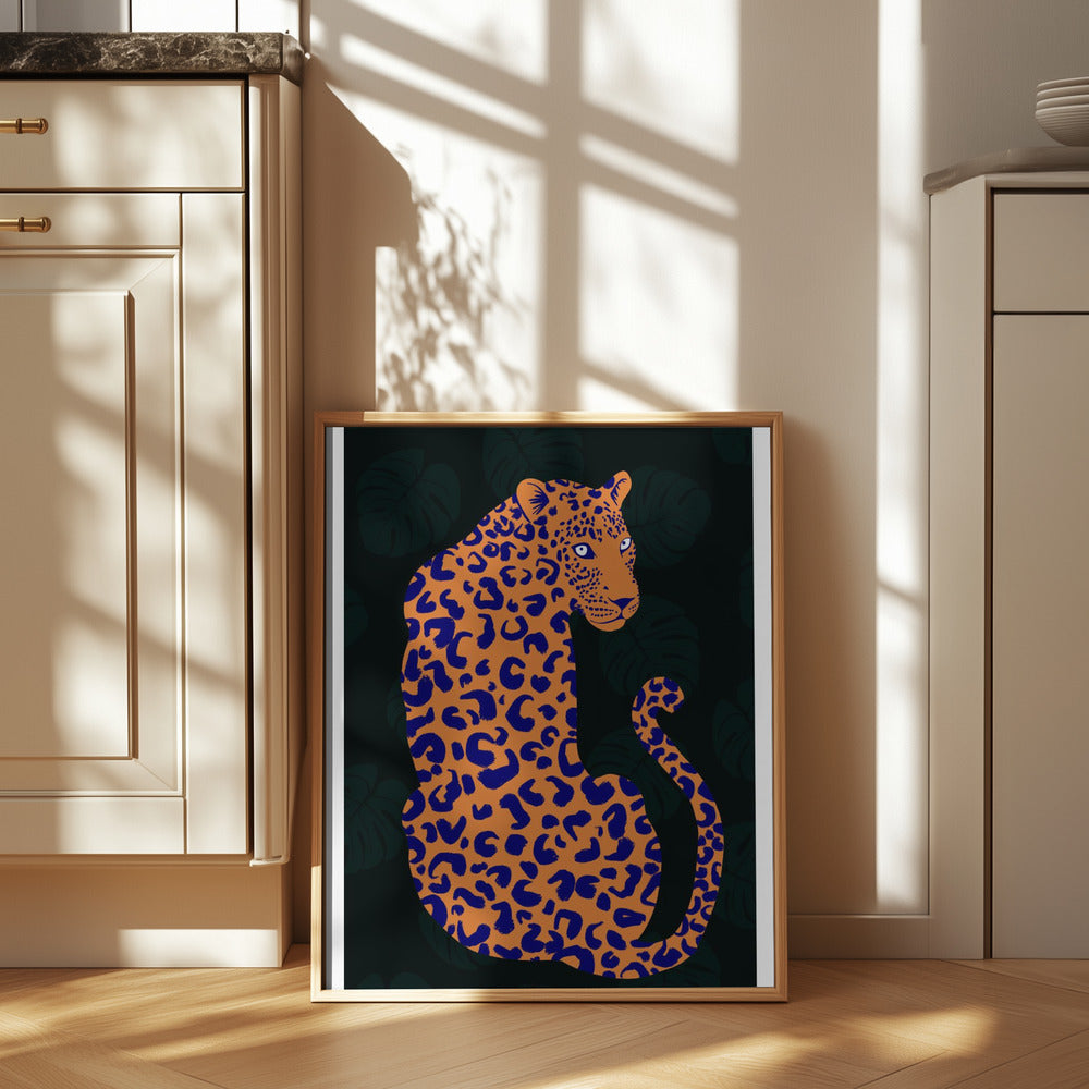 Orange Leopard Poster och Canvastavla