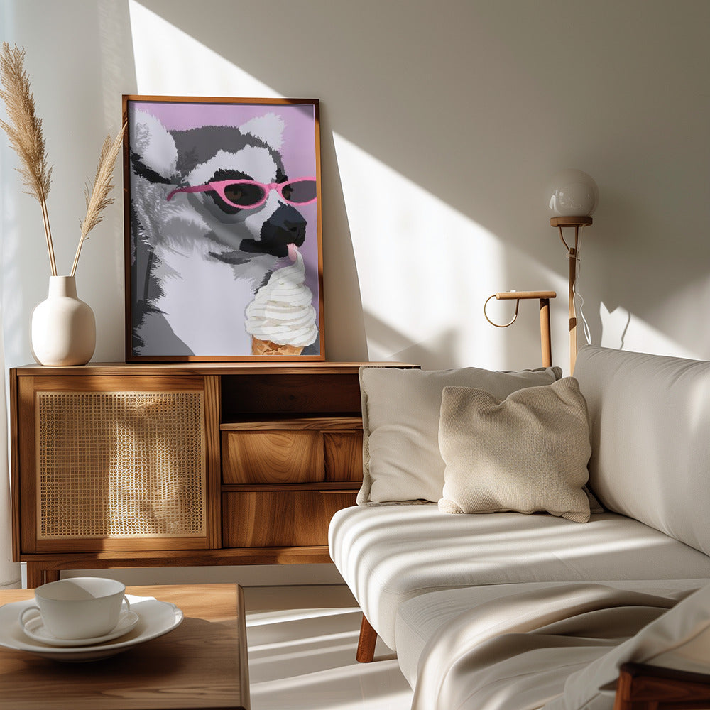 Jugdy Lemur with Icecream Poster och Canvastavla