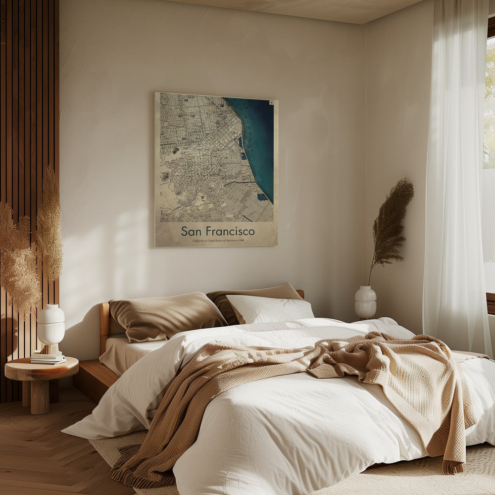 San Francisco retro map Poster och Canvastavla
