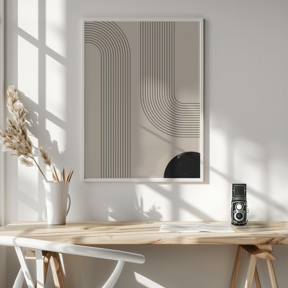 Black Minimal Line Art Poster och Canvastavla
