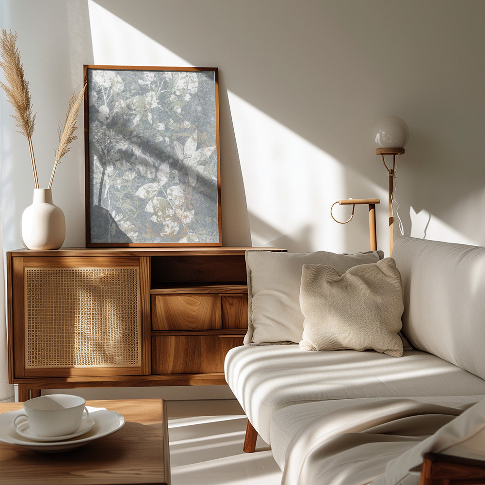 Botanical White Textured Floral 2 Poster och Canvastavla