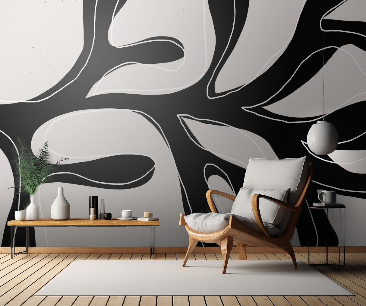 Abstract Twig Black and White Poster och Canvastavla