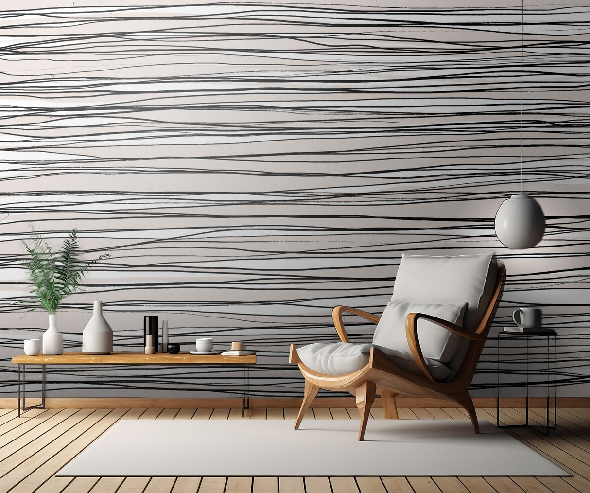 Black on Beige Lines Poster och Canvastavla