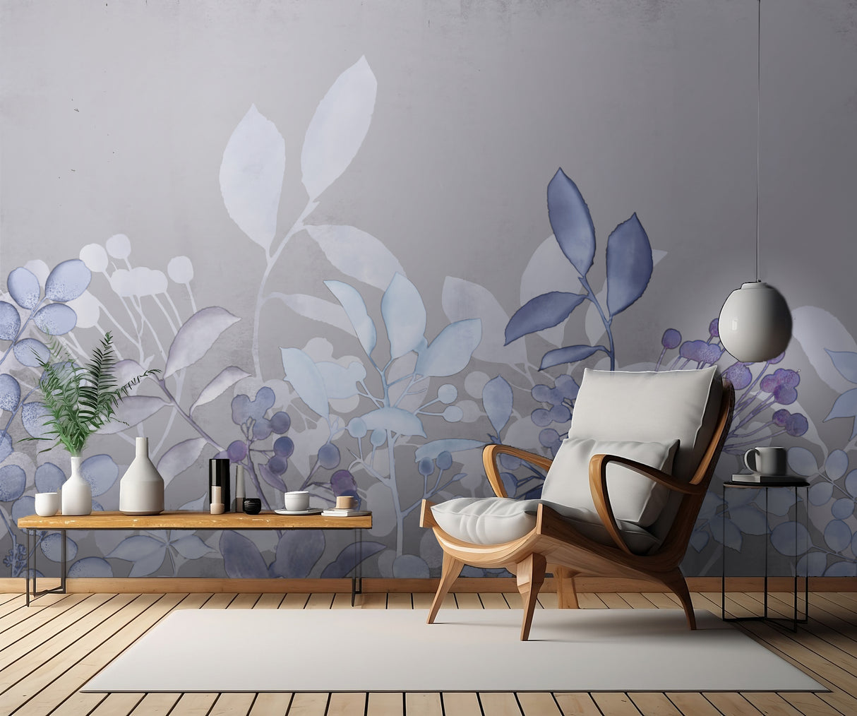 Watercolor Pastel Garden Blue Poster och Canvastavla