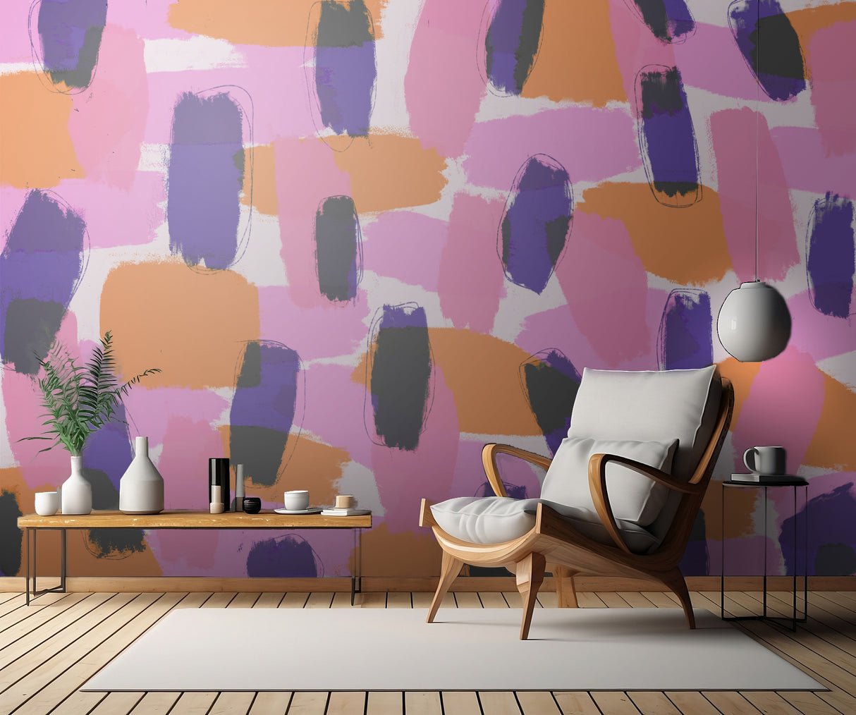 Layered Purple Strokes Pattern Poster och Canvastavla