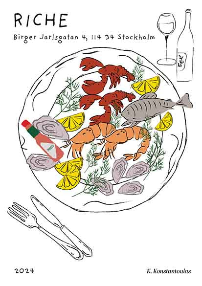 Riche skaldjursplatå Kitchen poster eller kökstavla