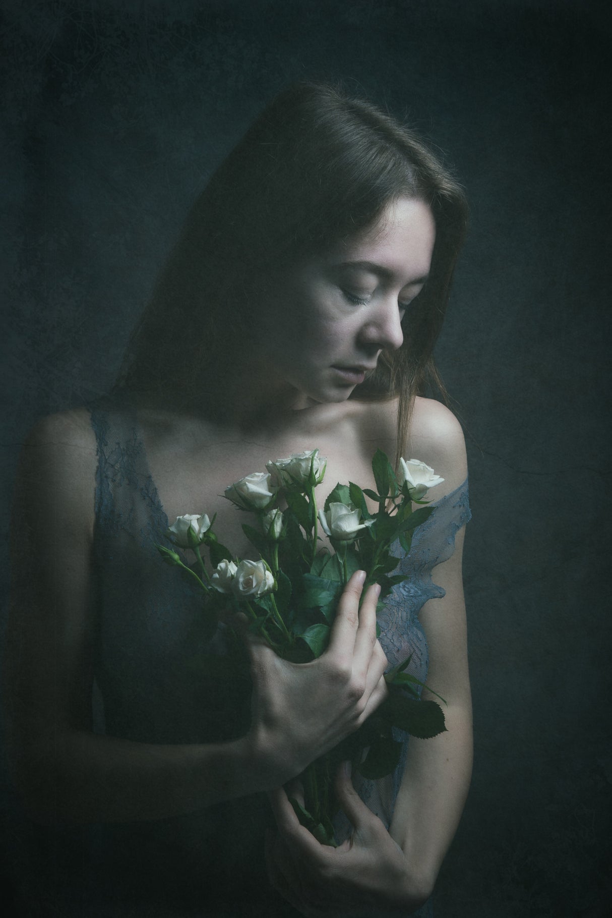 portrait with roses Poster och Canvastavla