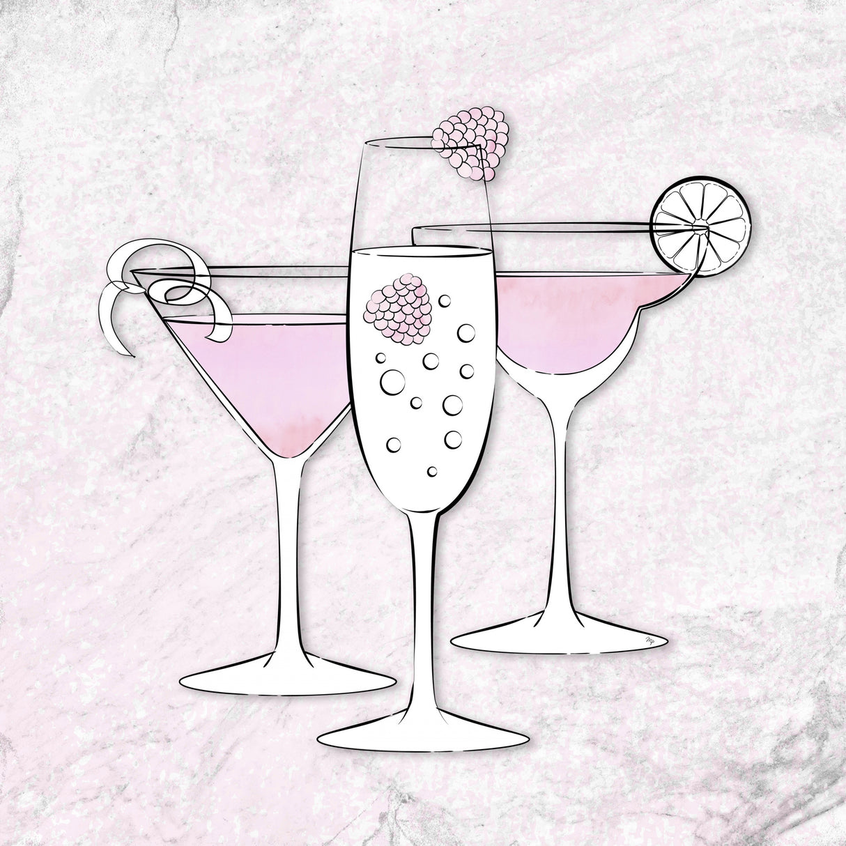 Pink Drinks Poster och Canvastavla