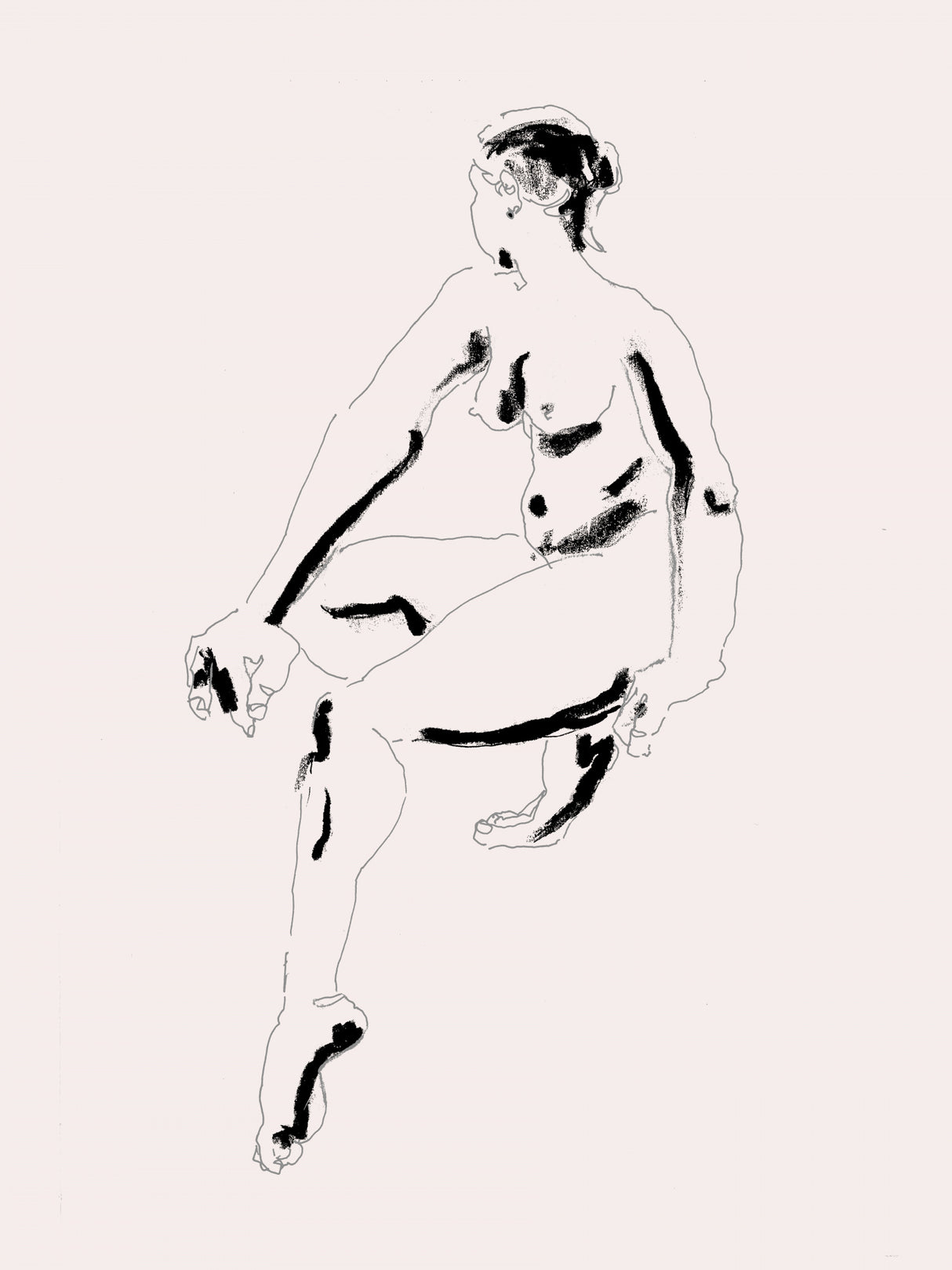 Naked Woman Black and White Poster och Canvastavla