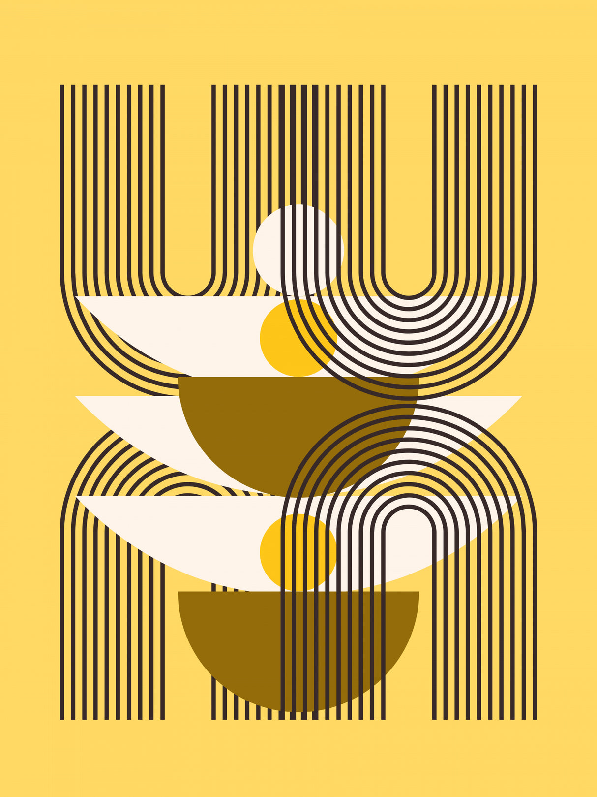 Mid Century In Yellow Poster och Canvastavla