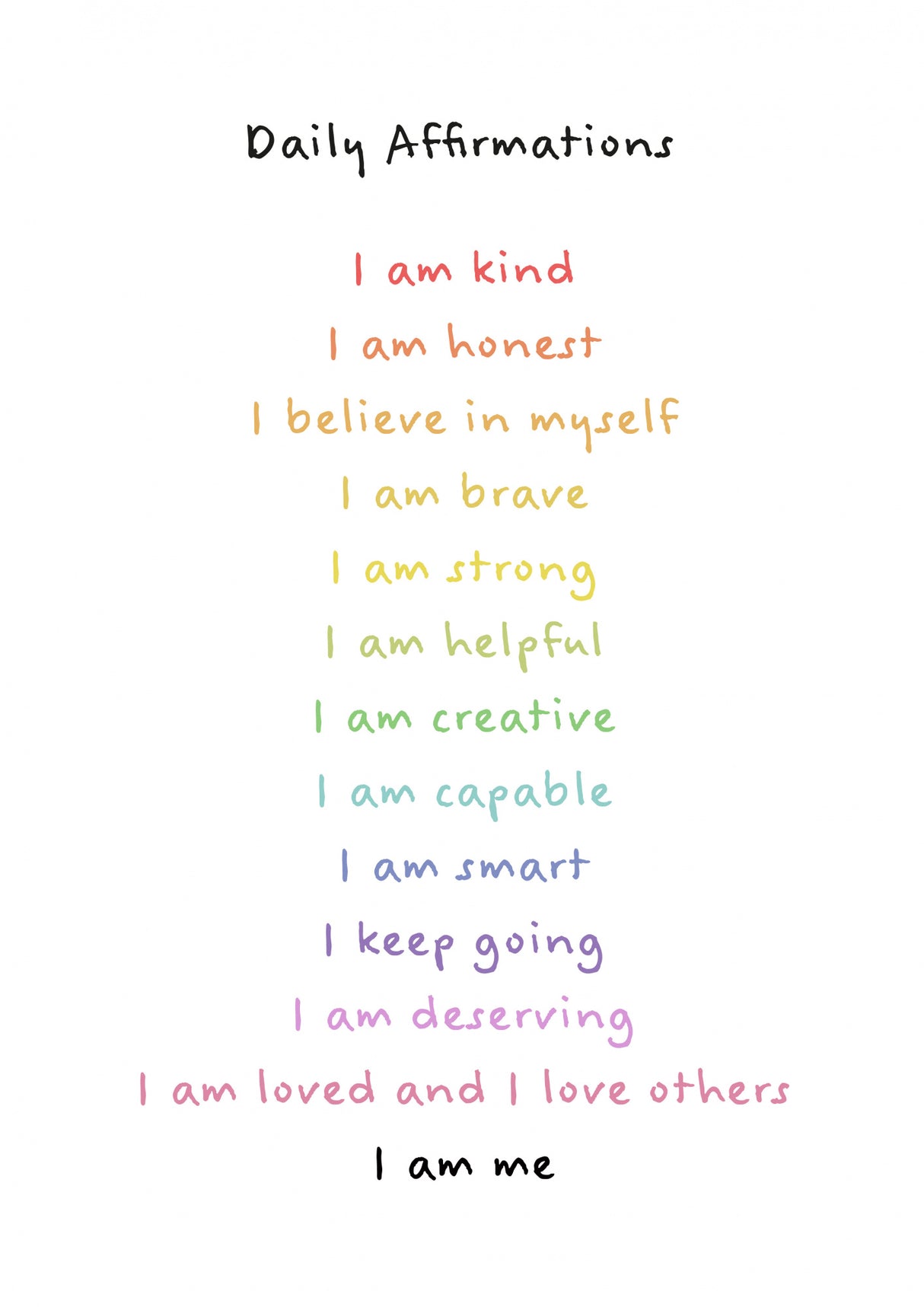 Children's affirmations emotions print 3 Poster och Canvastavla