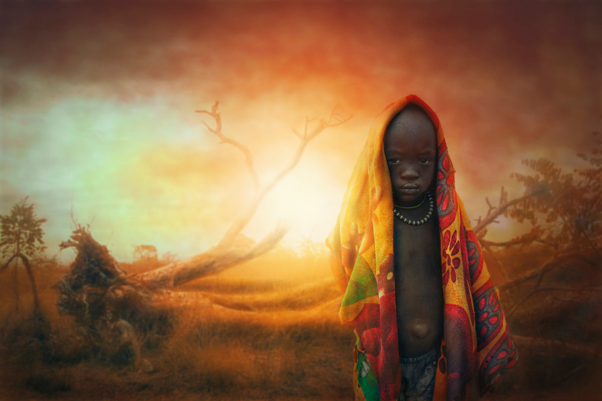 African boy Mursi Poster och Canvastavla