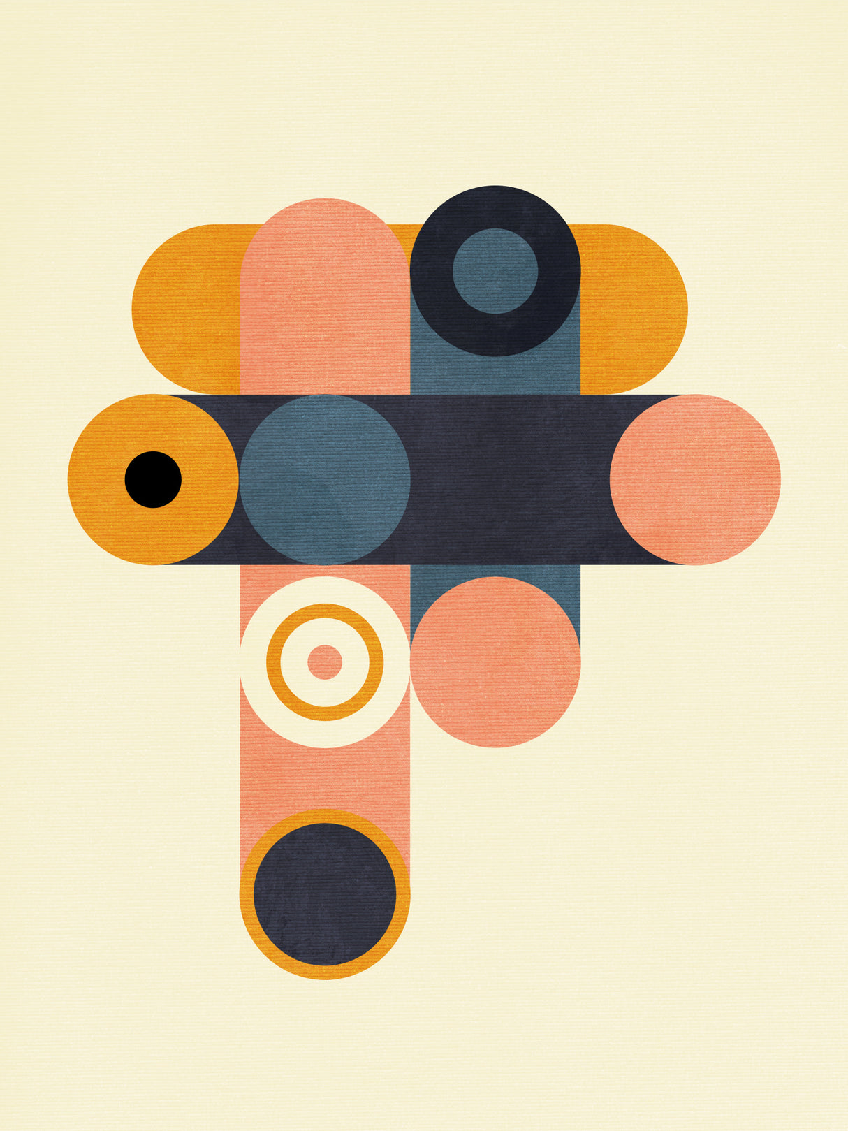 Rainbow Plus Shapes Blue Mustard8 Poster och Canvastavla