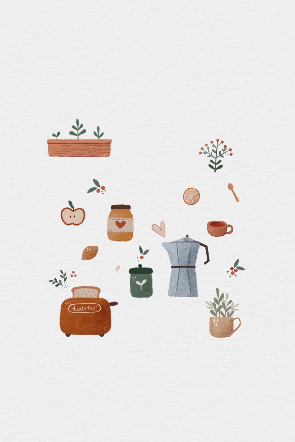Kitchen Set Illustration Poster och Canvastavla