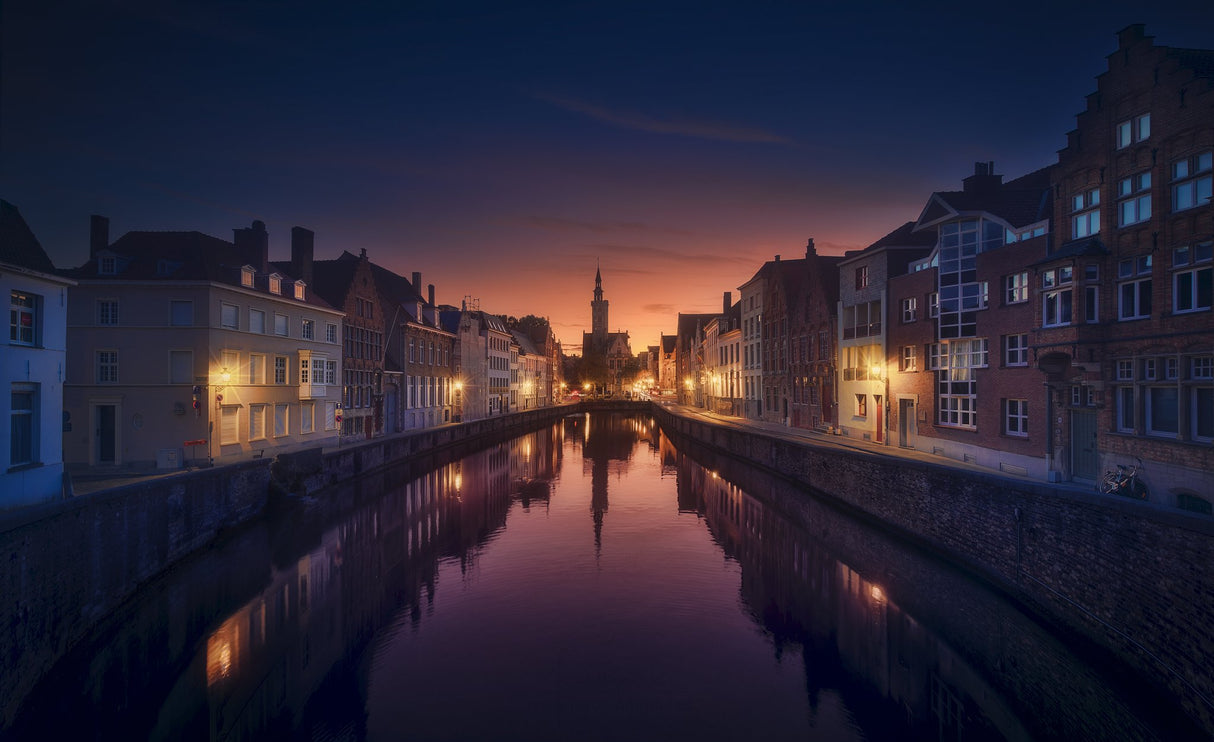 Sunset in Brugge Poster och Canvastavla