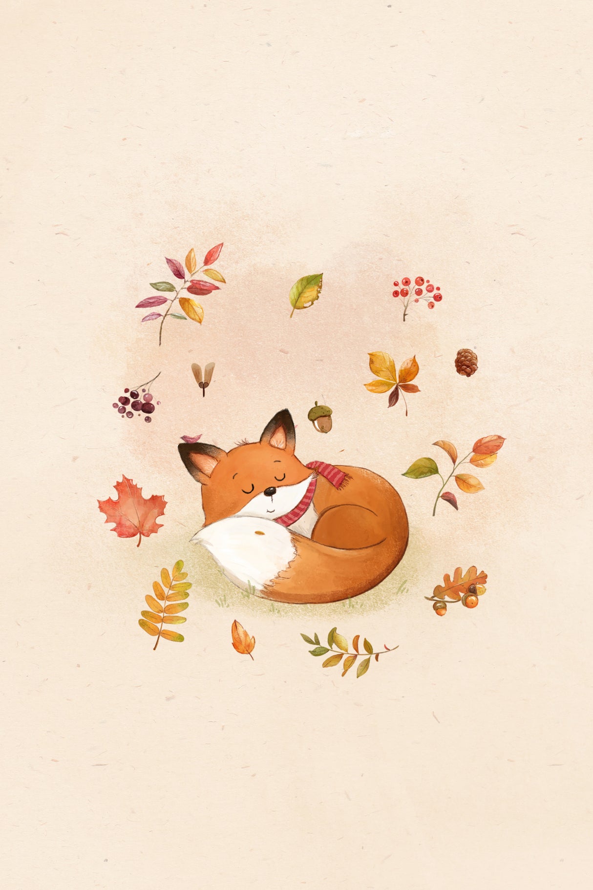 Fox In Fall Foliage Poster och Canvastavla