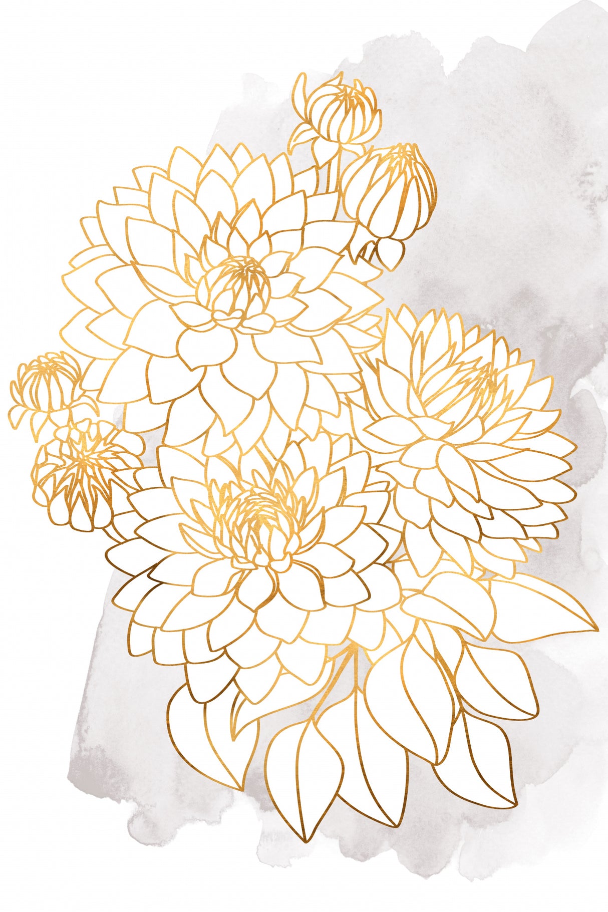 Pacey bouquet in gold and grey Poster och Canvastavla