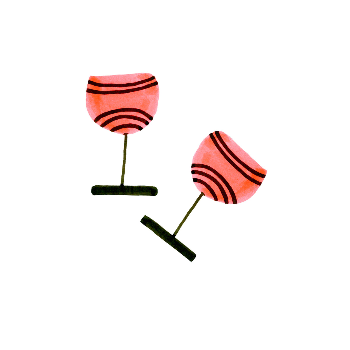 Wine Glasses Pair Coral Poster och Canvastavla
