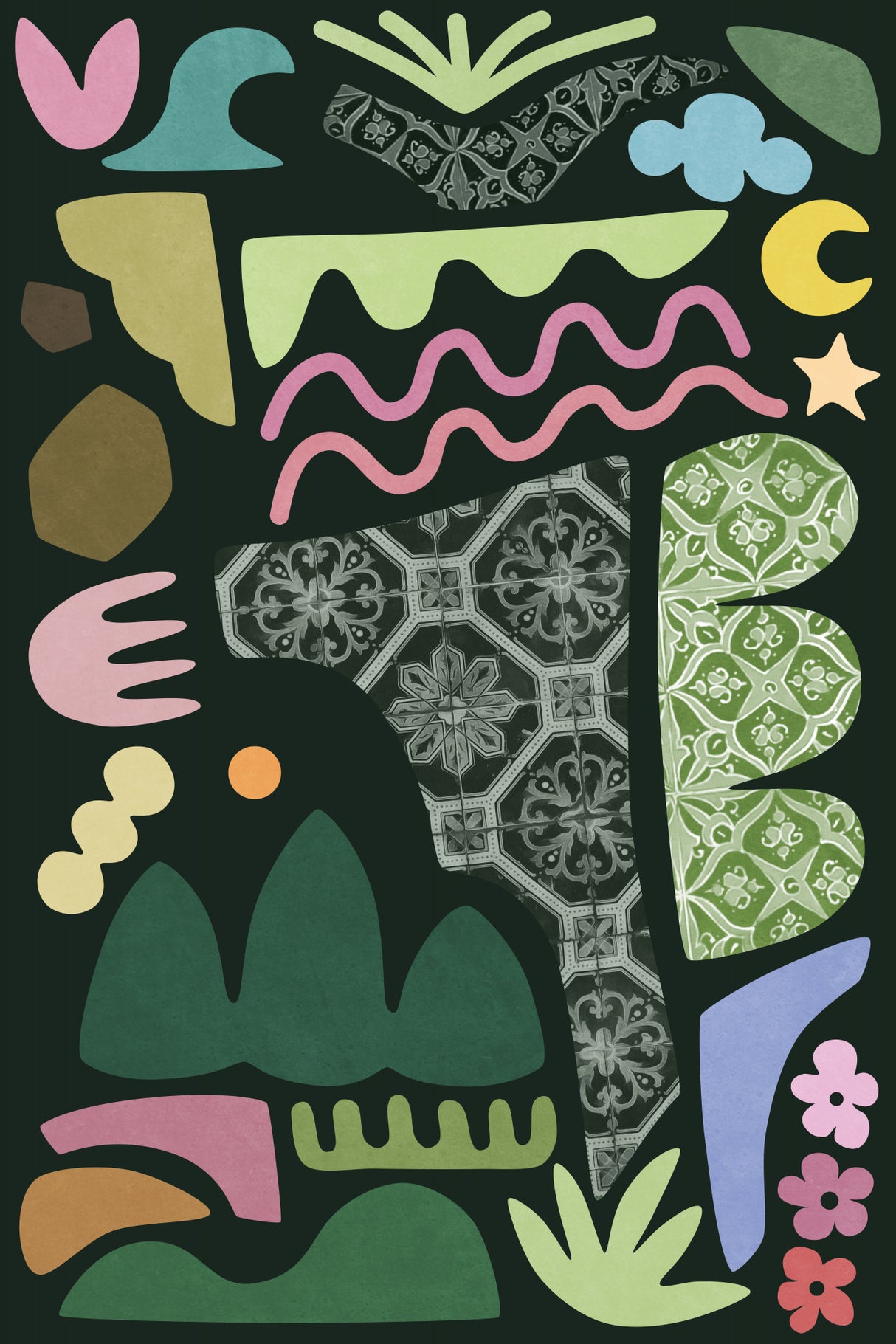 On the Hill Colors and Shapes Poster och Canvastavla