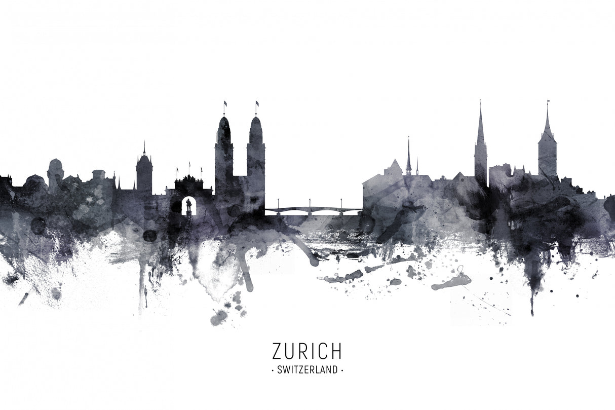 Zurich Switzerland Skyline Poster och Canvastavla