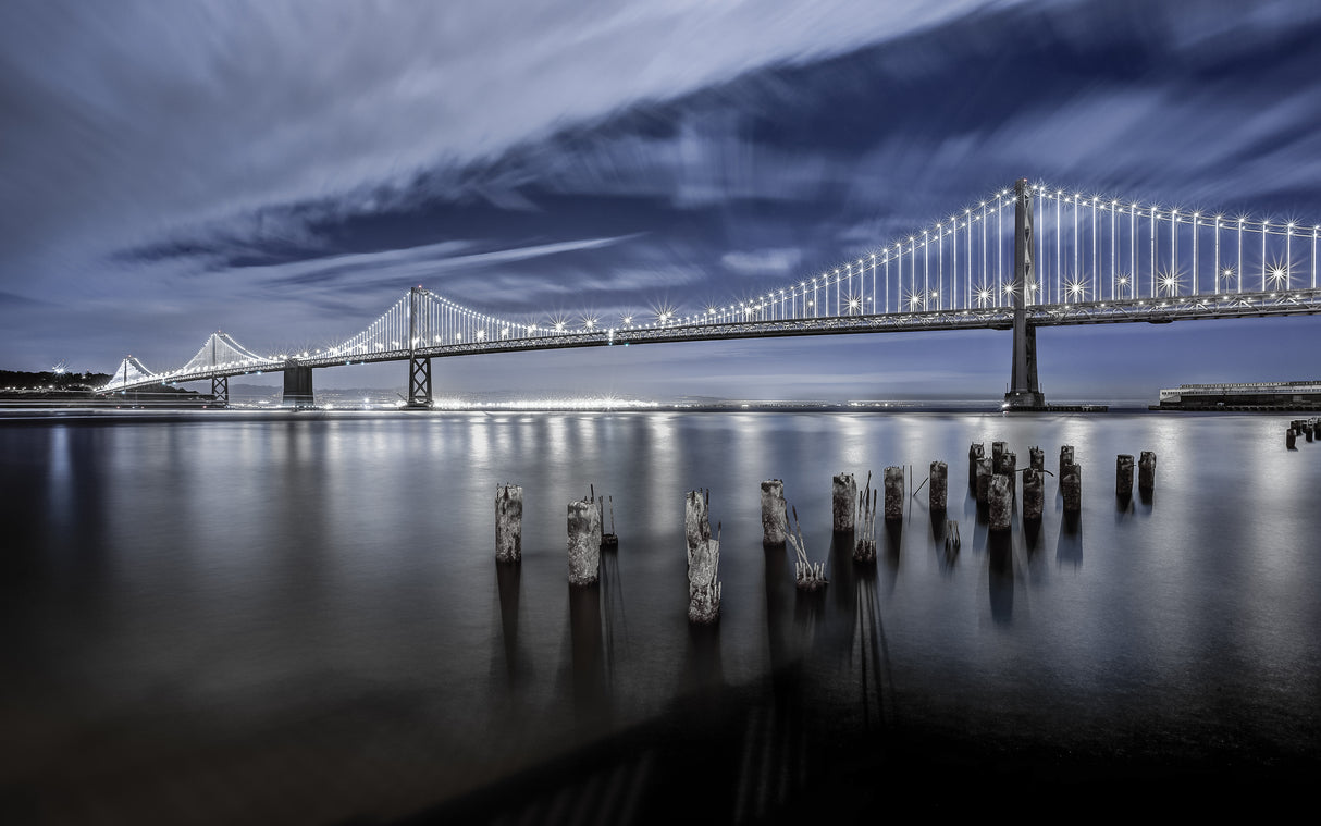 The Bay Bridge Lights San Francisco Poster och Canvastavla