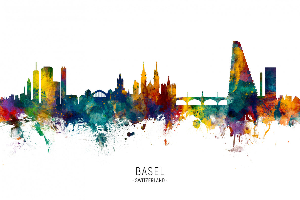 Basel Switzerland Skyline Poster och Canvastavla