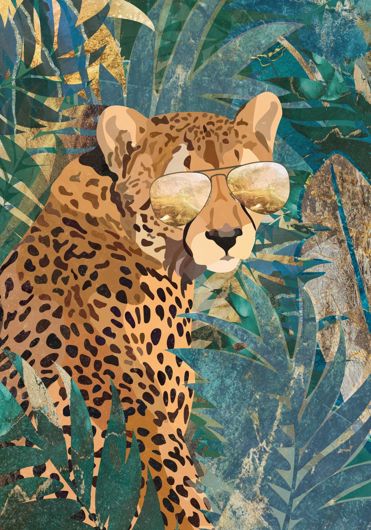 Rockstar cheetah in the jungle Poster och Canvastavla