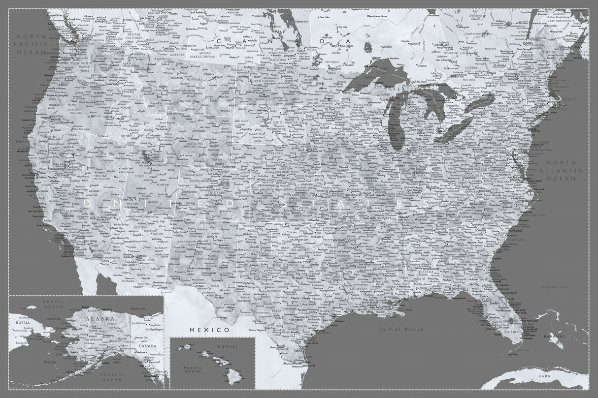 Highly detailed map of the United States, Paolo Poster och Canvastavla