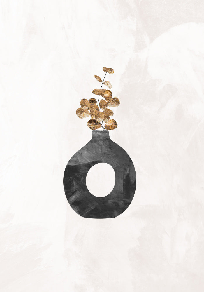 Black and gold house plant 3 Vas och keramikposter